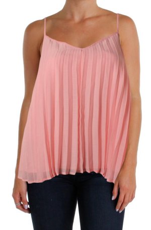 BAR III Blush Pink Pleated Lined Blouse Top - M