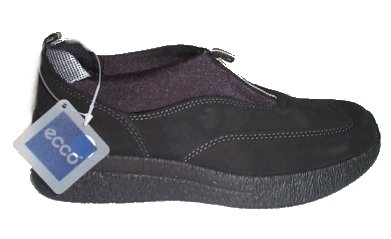 ECCO Casual Leather/Suede Black Sneaker Shoes - 5 - BRAND NEW!