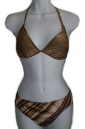 BE CREATIVE by BODY I.D. Bronze Stripe Bikini - Size 10