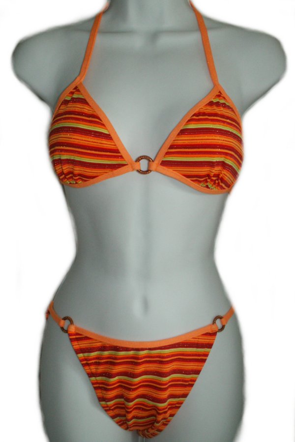 HOBIE Orange Striped String Bikini - Size M