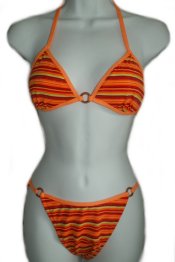 HOBIE Orange Striped String Bikini - Size M