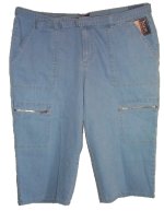 BUM EQUIPMENT Stretch Funky Denim CAPRIS / Capri Pants - Plus 22W -BRAND NEW!