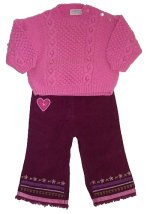 CHEROKEE Flared Leg Pants & HAND KNIT Sweater Outfit - Girls 12 mos