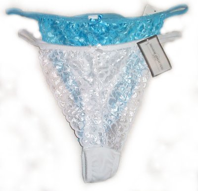 LACE THONG - Blue - Plus Size 1X