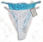 LACE THONG - Blue - Plus Size 1X