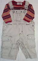 GYMBOREE Khaki Denim Cargo Overalls - Boys 0/3 mos