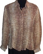 BRAEMAR Animal Skin Print Sheer Blouse - Petites Medium