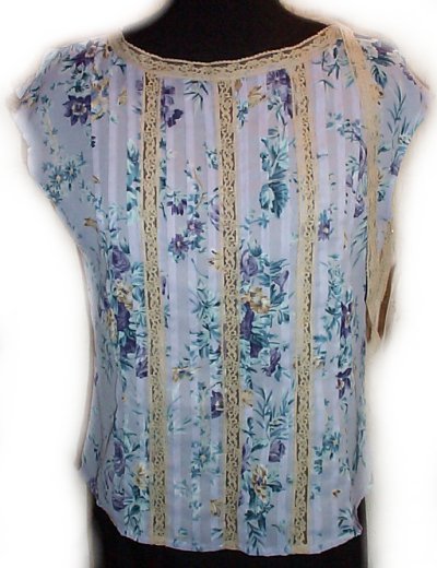 LIZ CLAIBORNE AXCESS Floral Lace Sleeveless Top Blouse - M