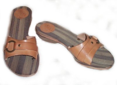 FRYE Leather & Wood Casual Slip On Sandals - Women's 6, 7