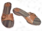 FRYE Leather & Wood Casual Slip On Sandals - Womens 7
