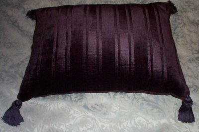 CHARLES Velvet Aubergine Decorative Accent Pillow with Tassles - BRAND NEW!