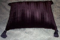 CHARLES Velvet Aubergine Decorative Accent Pillow with Tassles - BRAND NEW!