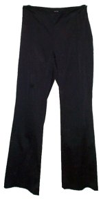 JACOB Trendy Flared Leg Stretch Black Satin Dressy Pants - Miss/Jrs 3/4,7/8