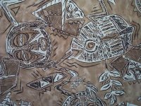 HOME DECOR FABRIC - Cotton Sateen Tribal Themed Chintz - 54" x 23"