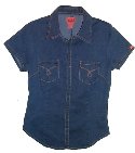 DEX JEANS Stretch Fitted Denim Western-Look Jean Shirt - Misses/Jrs Small