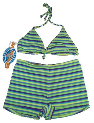 MYSTIC BAY Boy Shorts & String Bikini Top 2 Piece Bikini Swimsuit - Misses/Jrs 9-10 - BRAND NEW!