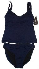 ANNE KLEIN 2 Piece Navy Blue Textured Tankini Bathing Suit - Misses 6 - BRAND NEW!