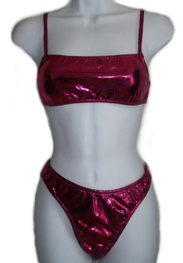 ZULIANA Pink Metallic Skimpy Bikini - Large