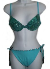 Blue Green Metallic Reversible Bikini - Large