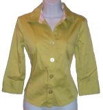 LONDON FOG LIMITED EDITION Lime Green Stretch Cotton Blouse/Shirt - Petites 6