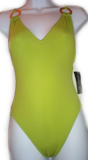 INC INTERNATIONAL CONCEPTS Lime Green V-Cut 1 Pc Swimsuit - 6, 10, 14
