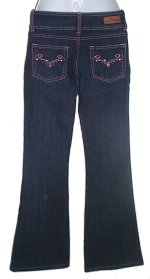 BONGO Dark Strie Indigo Jeans with Pink Detailing - Jrs. 1