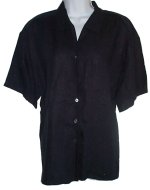 JAEGER of Great Britain 100% High Quality Linen Dark Blue Button Front Blouse/Shirt - Misses/Womens 40