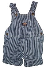 OSH KOSH B'GOSH Classic Blue & White Striped Denim Engineer Shortalls - Boys 24 months