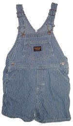 OSH KOSH B'GOSH Classic Blue & White Striped Denim Engineer Shortalls - Boys 18 months