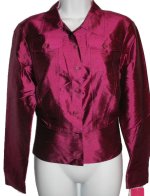 SUNNY LEIGH 100% Silk Fuchsia Jacket Style Blouse - Medium