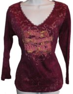 SUSAN LAWRENCE Trendy & Funky Studded Front 3/4 Sleeve Top - Misses/Jrs Medium - BRAND NEW!