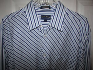 CHARTER CLUB CLUB ROOM Trendy Striped Shirt - Mens Large