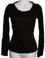 CALVIN KLEIN Ribbed Knit Ruffled Edge Top - Small