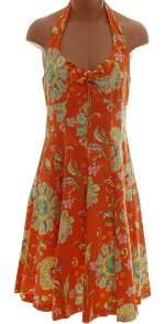 NINE WEST Fanciful Floral Orange Print Halter Dress - Misses/Jrs 4 - BRAND NEW