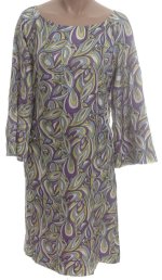 STUDIO M Silk Retro Print Lined Dress - Medium