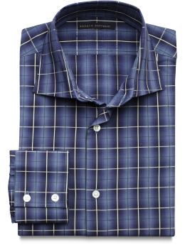BANANA REPUBLIC Blue Plaid Long Sleeve Dress Shirt - Mens XL