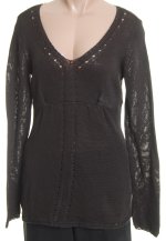 ALFANI Deep Chocolate Chunky Knit & Lacey Sweater - Misses/Petites Small - BRAND NEW!