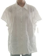 CHARTER CLUB Woman 100% Linen Fine Pintuck & Lace Button Front Blouse - Plus/Woman 24W - BRAND NEW!