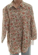CHARTER CLUB Woman Natural Linen Floral Blouse - Plus 20W - NEW