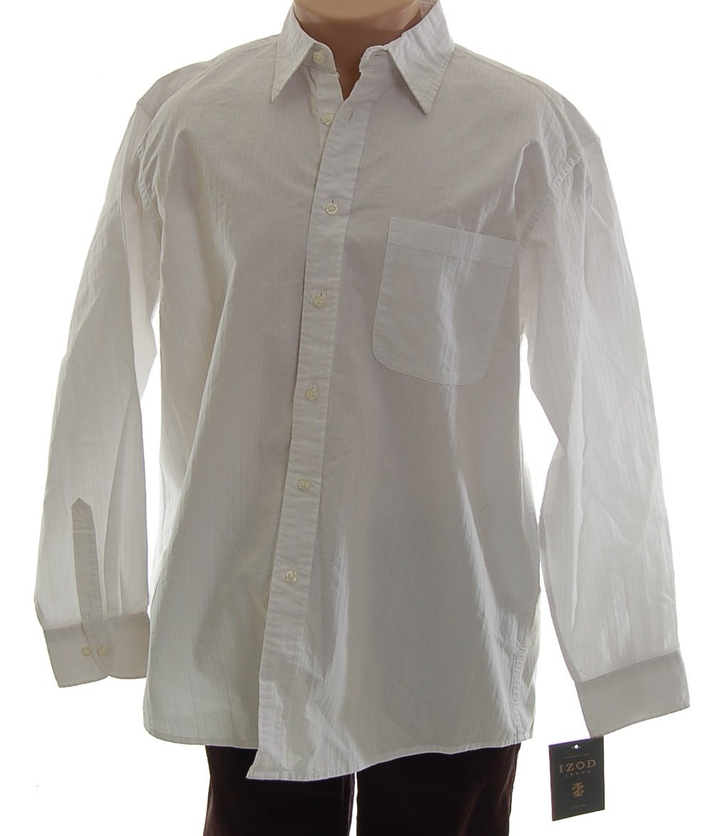 IZOD Long Sleeve Textured Cotton Shirt - Mens Large