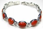 Silver White Copper Link Carnelian Bracelet - 7"