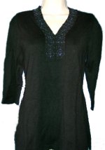 STYLE & CO Beaded V-Neck Sweater Tunic - Size PM