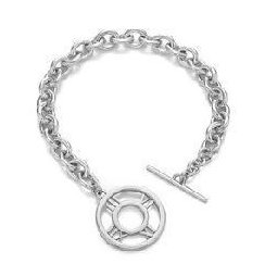 Sterling Silver 925 Roman Numeral Pendant Large Chain Bracelet