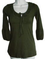 TIMING Peasant Cotton Knit 3/4 Sleeve Top - Jrs Small, Medium