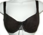 LA SENZA Cotton Lace & Lace-Up Front Black Bra - 36B