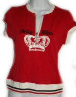 BABY BLUE Sporty 1/4 Zipper Cap Sleeve Embroidered Top - Misses/Jrs Small - NEW