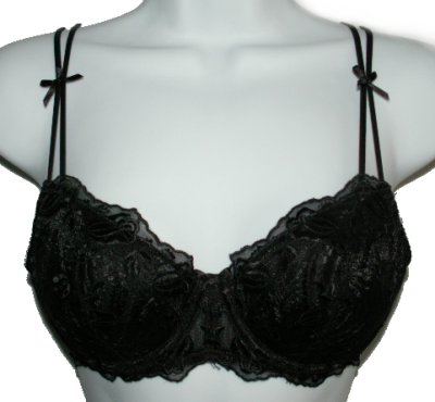 JESSICA INTIMATES Black Lace Padded Bra - Size 34A