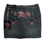 BUFFALO by David Bitton Denim Embroidered Jean Mini Skirt - Girls 10 - NEW
