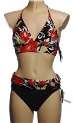 BE CREATIVE 2 Piece Black Floral Bikini Swimsuit - Size 10