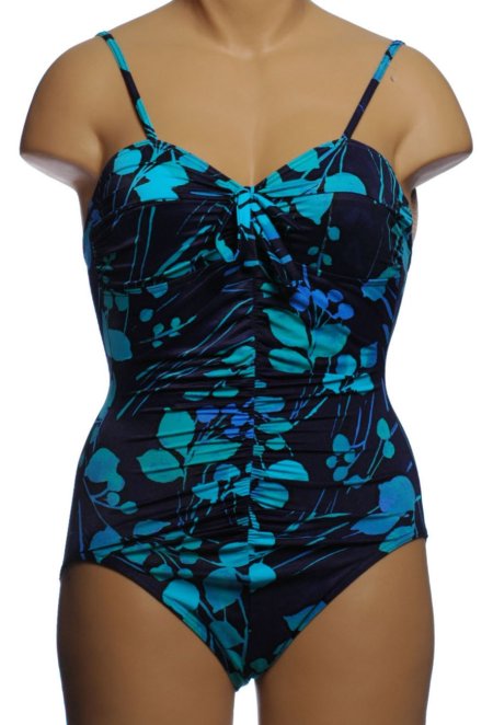 IT FIGURES! Tummy Thinner 1 Piece Tropical Print Swimsuit - Size 8